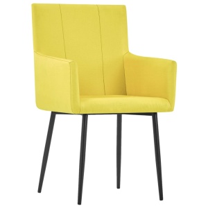Scaune de bucătărie cu brațe, 2 buc., galben, material textil - Img 2