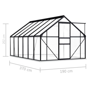 Seră cu cadru de bază, antracit, 7,03 m², aluminiu - Img 5