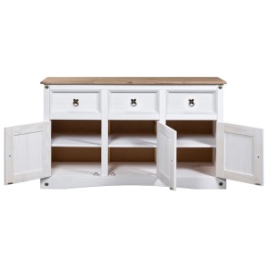 Servantă alb 132x43x78 cm lemn masiv pin mexican gama Corona - Img 5