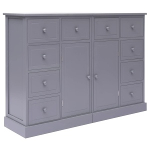 Servantă cu 10 sertare, gri, 113 x 30 x 79 cm, lemn