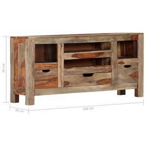 Servantă, gri, 100x30x50 cm, lemn masiv de sheesham - Img 9