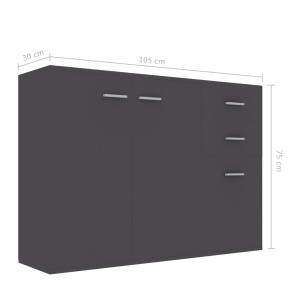 Servantă, gri, 105 x 30 x 75 cm, PAL - Img 6