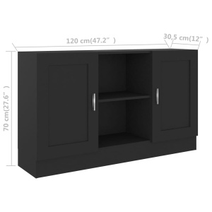 Servantă, negru, 120 x 30,5 x 70 cm, PAL - Img 7