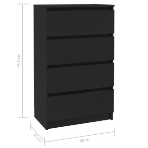 Servantă, negru, 60 x 35 x 98,5 cm, PAL - Img 5