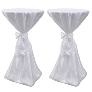 Set 2 fețe de masă pentru evenimente 80 cm cu panglică, Alb