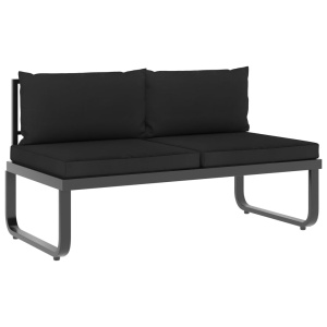 Set canapea de grădină colțar cu perne, 5 piese, aluminiu, WPC - Img 5