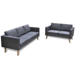 Set canapele cu 2 locuri și 3 locuri, textil, gri inchis