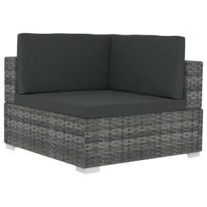 Set canapele de grădină cu perne, 4 piese, gri, poliratan - Img 4