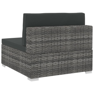 Set canapele de grădină cu perne, 4 piese, gri, poliratan - Img 11