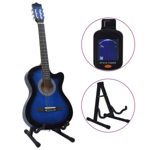 Set chitară acustică occidentală 12 piese 6 corzi albastru 38" - Img 3