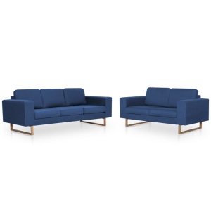 Set de canapele, 2 piese, albastru, material textil - Img 2