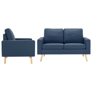 Set de canapele, 2 piese, albastru, material textil