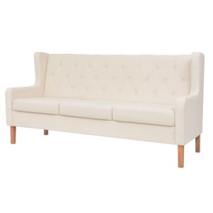 Set de canapele, 2 piese, material textil, alb crem - Img 3