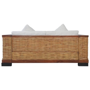 Set de canapele cu perne, 2 piese, maro, ratan natural - Img 11