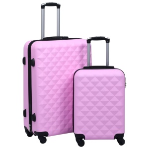 Set de valize cu carcasă rigidă, 2 piese, roz, ABS