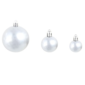 Set globuri de Crăciun 100 de piese, 6 cm, alb/gri - Img 12