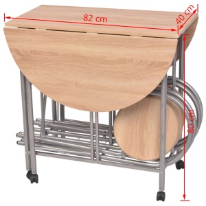 Set masă și scaune de bucătărie pliabile din MDF, 5 piese - Img 5