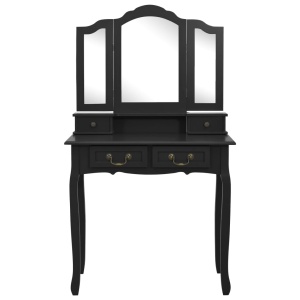 Set masă toaletă cu taburet negru 80x69x141 cm lemn paulownia - Img 4
