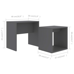 Set măsuțe de cafea, gri, 48 x 30 x 45 cm, PAL - Img 5