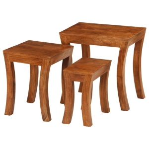 Set mese suprapuse,3 piese,lemn masiv acacia, 50x35x50 cm, maro - Img 11