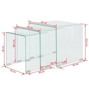 Set mese suprapuse, sticlă călită transparentă, trei piese - Img 6