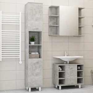 Set mobilier baie, 3 piece, gri beton, PAL