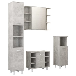 Set mobilier baie, 4 piece, gri beton, PAL - Img 2