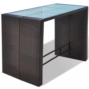 Set mobilier bar de grădină cu perne, 7 piese, maro, poliratan - Img 5