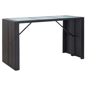 Set mobilier bar de grădină cu perne, 7 piese, negru, poliratan - Img 2