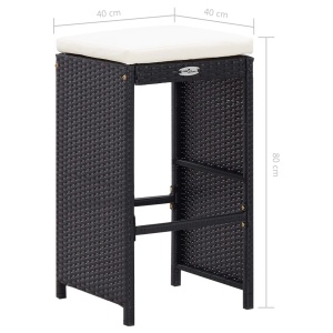 Set mobilier bar de grădină cu perne, 7 piese, negru, poliratan - Img 9