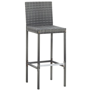 Set mobilier bar exterior 9 piese gri poliratan și lemn acacia - Img 3