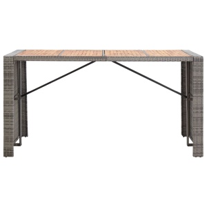 Set mobilier bar exterior 9 piese gri poliratan și lemn acacia - Img 5