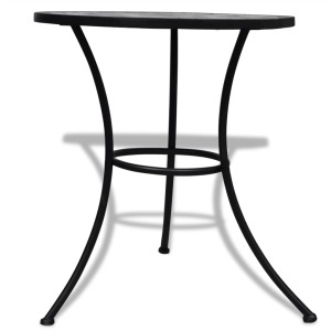 Set mobilier bistro, 3 piese, negru/alb, plăci ceramice - Img 9