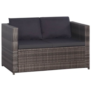 Set mobilier bistro cu perne, 3 piese, gri, poliratan - Img 4