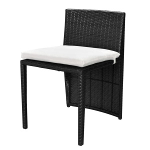 Set mobilier bistro cu perne, 3 piese, negru, poliratan - Img 5