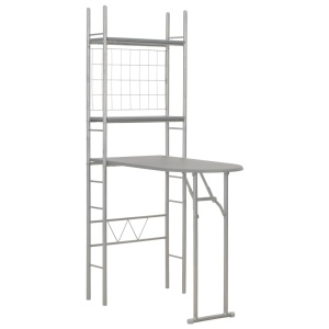 Set mobilier bucătărie cu depozitare, 3 piese, gri, MDF și oțel - Img 3