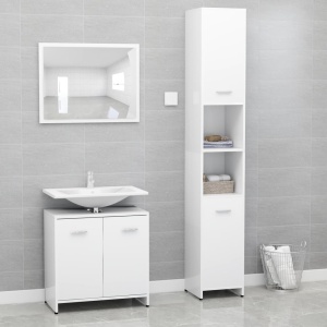 Set mobilier de baie, 3 piese, alb, PAL