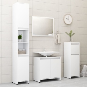 Set mobilier de baie, 3 piese, alb, PAL - Img 3