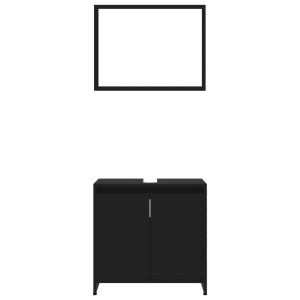 Set mobilier de baie, 3 piese, negru, PAL - Img 11
