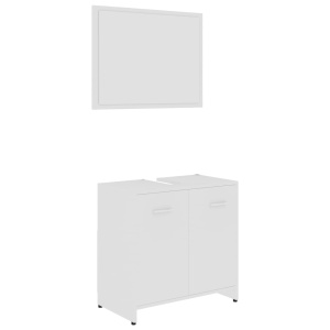 Set mobilier de baie, alb, PAL - Img 2