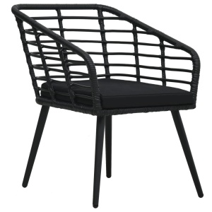 Set mobilier de bistro, 3 piese, negru, poliratan - Img 4