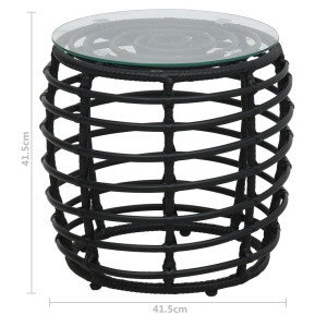 Set mobilier de bistro, 3 piese, negru, poliratan - Img 6