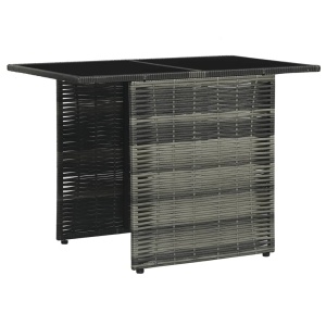 Set mobilier de bistro cu perne, 3 piese, gri, poliratan - Img 4