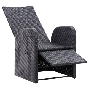 Set mobilier de bistro cu perne, 3 piese, negru, poliratan - Img 7
