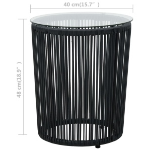 Set mobilier de bistro cu perne, 3 piese, negru, ratan PVC - Img 10
