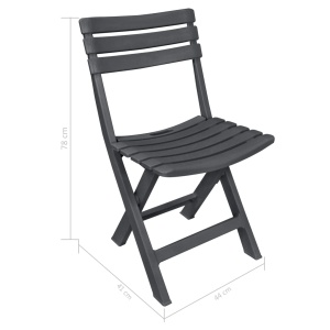Set mobilier de bistro pliabil, 3 piese, antracit, plastic - Img 9