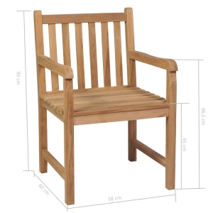 Set mobilier de exterior, 5 piese, lemn masiv de tec - Img 9