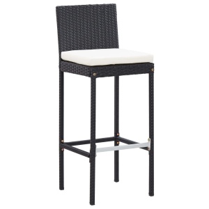 Set mobilier de exterior 5 piese, negru, poliratan, lemn acacia - Img 4