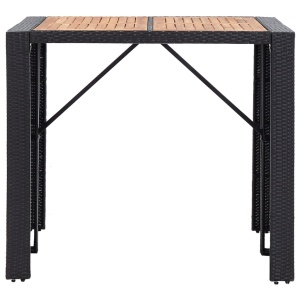 Set mobilier de exterior 5 piese, negru, poliratan, lemn acacia - Img 6