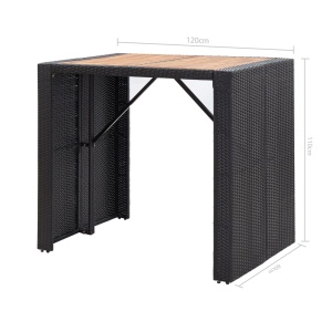 Set mobilier de exterior 5 piese, negru, poliratan, lemn acacia - Img 11